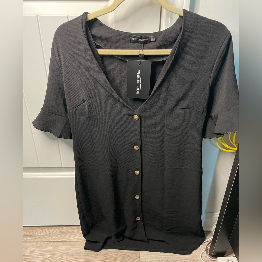 Black Oversized Button Front Shirt Dress